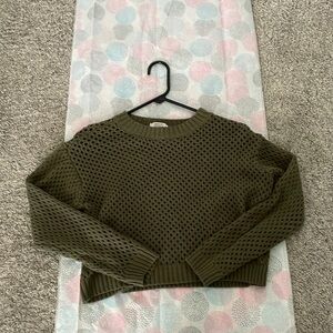 Green shrug cropped oversized see through sweater.